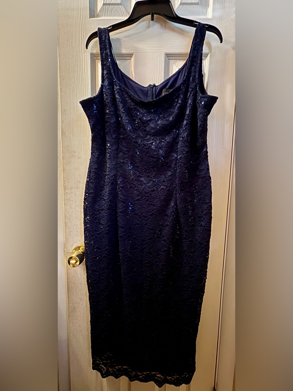 Alex Evenings Sleeveless Navy Lace Sheath Dress